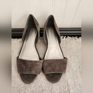 BCBGeneration Brown Suede Flat Shoes Open Toe 8 M Womens Shoes